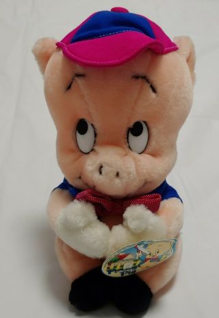 Vintage Warner Brothers Pork Pig Stuffed Animal Plush 1989 Looney Tunes