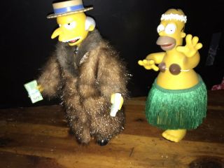 The Simpsons Homer 8 " Figure By Gemmy & Mr Burns In Rich Fur Coat.  Don’t Talk.