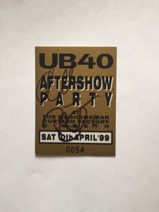 Ub40 After Show Party Ticket Signed By Ali & Robin Campbell