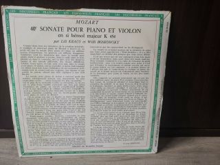 MOZART - SONATE POUR PIANO ET VIOLON - LILI KRAUS - BOSKOWSKY - DF 25063,  N.  M 2
