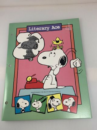 5 Vintage Peanuts Snoopy Portfolio Folders Originals 80’s Schulz School Supplies