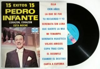 Pedro Infante 15 Exitos Lp.  Vinyl Compilation 1983 Mexico Orfeon Esta Noche Ella