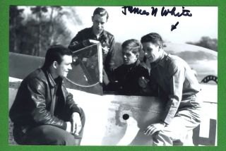 James N.  White Dec.  Wwii Fighter Pilot,  352fg,  487fs Signed 4x6 Photo E17670