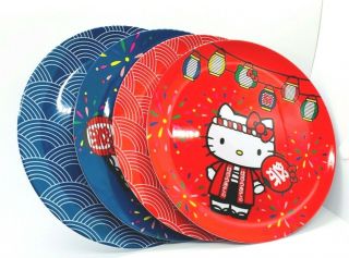 Set Of 4 Hello Kitty Omatsuri Melamine Plates World Market 4 Different Designs