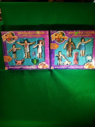Mattel The Flintstones Bendable Figure Set Fred,  Wilma,  Pebble 