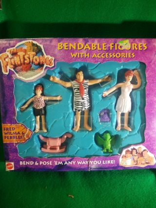 Mattel The Flintstones Bendable Figure set Fred,  Wilma,  pebble ' s,  Barney,  betty,  bam 2