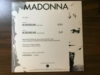 Rare Madonna Borderline 1984 12 " Promo Near