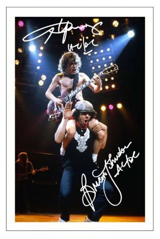 Angus Young & Brian Johnson Signed Photo Print Autograph Ac/dc