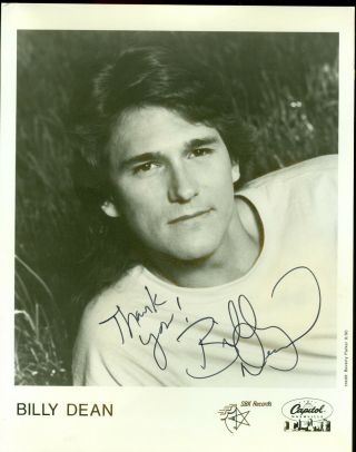 Billy Dean Country Singer Autographed Hand Signed Black And White 8 X 10 Photo