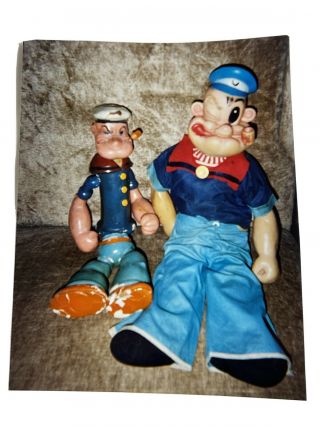 Rare Photo Popeye The Sailor Man Doll Figures.  Two Different Outfits