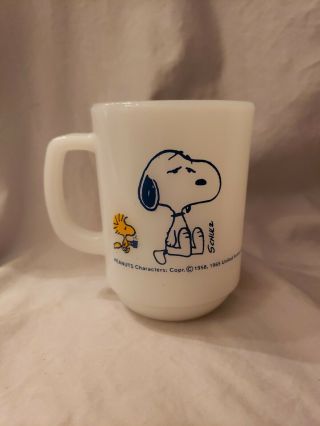 Vintage Anchor Hocking Fire King Snoopy Peanuts Before Coffee Break Mug Usa