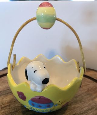Galerie Snoopy Peanuts Ceramic Easter Egg Basket Candy Dish Decoration
