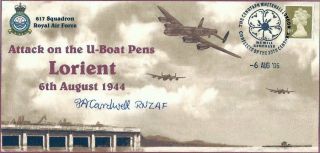 Attacks On U - Boat Pens At Lorient Cover Signed By Pilot Officer Frank A Cardwell