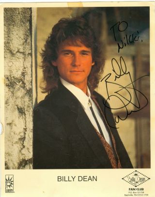 Billy Dean Country Singer Autographed 8 X 10 Fan Club Photo Hand Signed