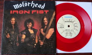 Motorhead Iron Fist 7 " Bronze (1982) Red Vinyl Minus Uk Metal