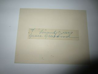 Grace Greenwood Autographed Cut - Poet And Social Reformer