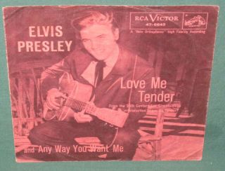 Elvis Presley Rca 47 - 6643 Love Me Tender 45 W/ Dark Pink Sleeve 1956