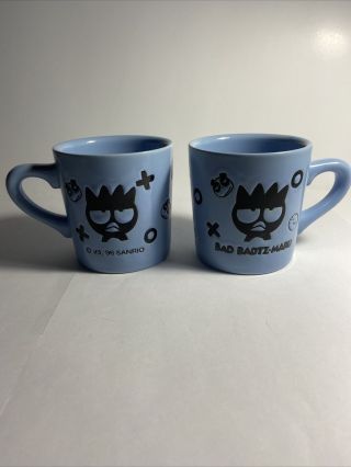 Twin/pair 2 Vintage 1996 Bad Badtz Maru Blue Coffee Cup Mug Sanrio Penguin