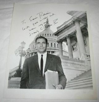 Vintage Rhode Island Senator Claiborne Pell Signed Autographed Photograph 8 X10