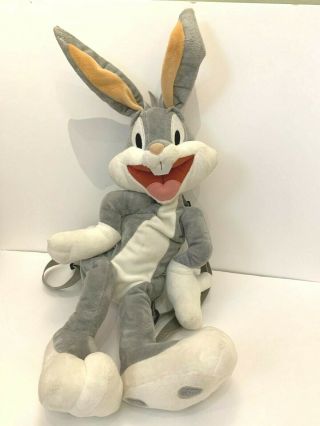 Six Flags Bugs Bunny Looney Tunes 25 " Plush Backpack Poseable Ears Collectible