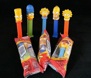 The Simpsons Pez Dispensers Set Of 5 Homer Marge Maggie Lisa Bart Ships