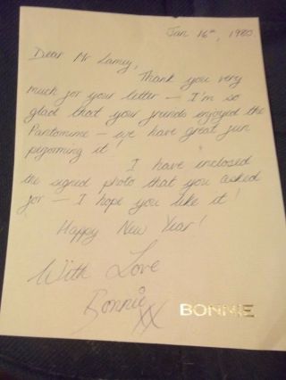 Doctor Who Eastenders Bonnie Langford Hand Signed Letter From 1980
