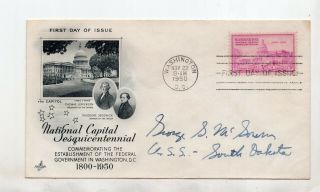 Us George S.  Mcgovern Senator Autographed Signed Fdc South Dakota 1950 Id 3069
