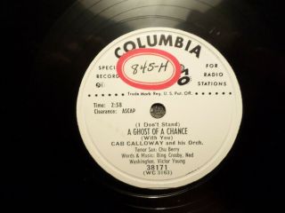 Promo Columbia 78 Record 38171/cab Calloway/a Ghost Of A Chance/everybody Eats