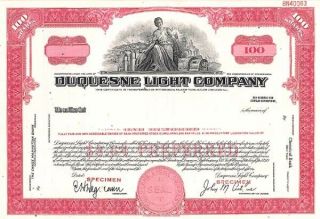 Duquesne Light Company - Stock Certificate