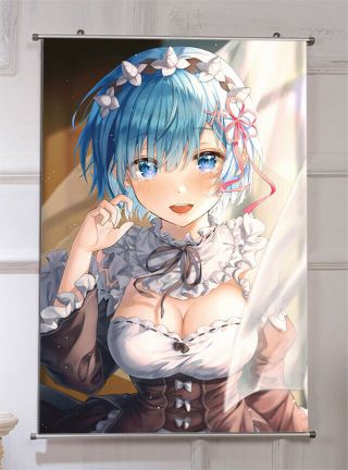 Rem 60 90cm Poster Re:zero Anime Hanging Painting Scroll Cosplay Post Wall 15