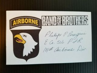Philip Perugini Band Of Brothers Co.  E 101st Ab 506th Autographed 3x5 Index Card