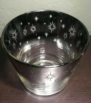 Mcm Mid Century Silver Fade Lustre Vitreon Ice Bucket Atomic Starburst