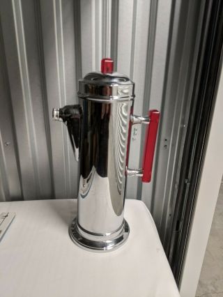 Vintage Art Deco Chrome & Stainless Cocktail Shaker Red Bakelite Handle And Knob