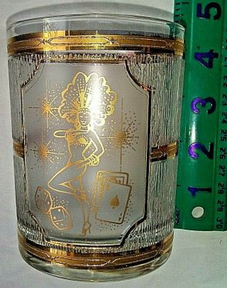 Vintage Culver Las Vegas 22k Gold Showgirl Bar Glass 4 " Tall X 3.  25 " Wide Tumbler