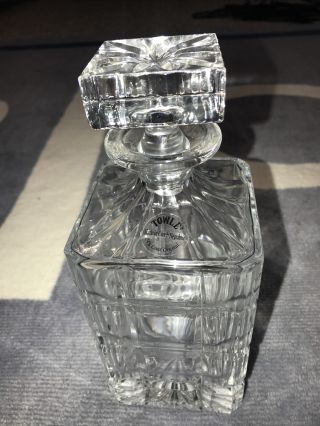 Vintage Towle 24 Lead Crystal Rare Square Decanter With Square Stopper