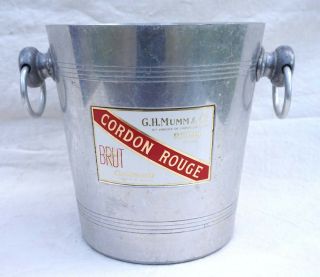 French Aluminum Champagne Ice Bucket Cooler G H Mumm Cordon Rouge