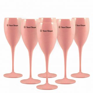 Veuve Clicquot Pink Rose Acrylic Champagne Flute Glass X 6