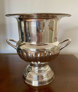 Vintage Classic 10” Trophy Style Silver Plated Champagne Ice Bucket Large Wine
