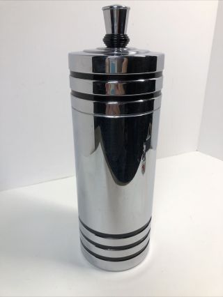 Old 1930’s Chase Art Deco Martini Black Banded Cocktail Shaker Barware Man Cave