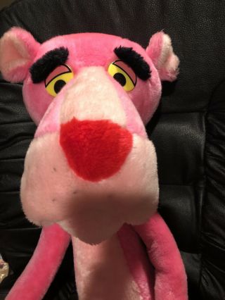 Vintage 1980 Wire Bendable Pink Panther Plush Stuffed Animal Mighty Star 25 