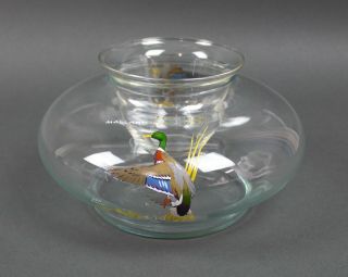 Ned Smith Signed Martini Chiller Cocktail Cooler Hand - Painted Mallard Duck Rare