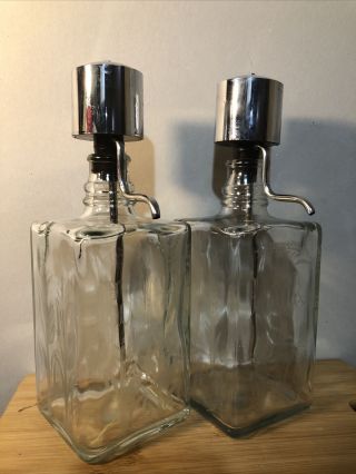 Say - When,  1970s Vodka & Bourbon,  Liquor Dispenser With Chrome Pump (2 Decanters)