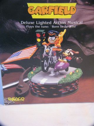 - Old Enesco Garfield Easy Rider Deluxe Lighted Action Musical Born To Be Wild