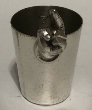 Vintage Napier Silver Plate 2 Finger 2 Oz Double Shot Glass Jigger With Dents
