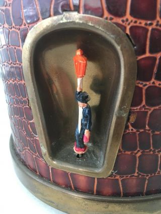 Vintage Musical Ice Bucket Drunk Man on Lightpost Faux Leather Plays Music 3