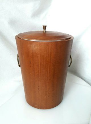 Vintage▪mcm▪mid Century▪11 " ▪teak Ice Bucket▪rainbow Wood Products▪sweden