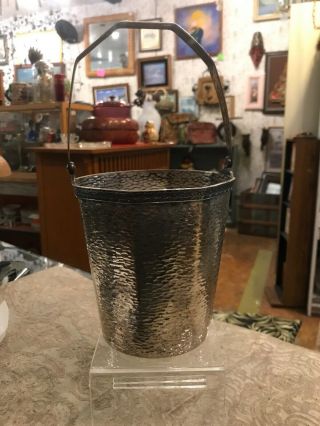 Vintage Art Deco Silver Plate Hand Hammered Ice Cocktail Barware Bucket