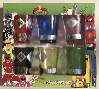 6 Mighty Morphin Power Rangers Shot Glass Glassware Set Ranger Glasses
