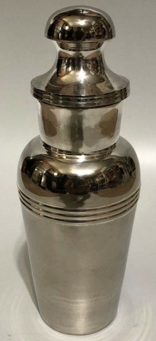 Art Deco Silver Plated Cocktail Shaker Vintage Martini Mixer 1950s