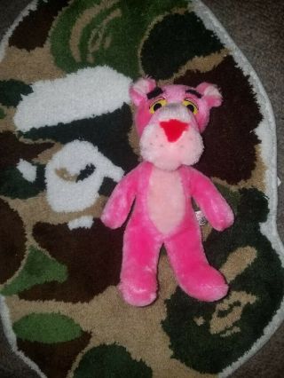Vintage 1980 Pink Panther Plush Stuffed Animal 11 " Mighty Star Toy 80s Tv Cat